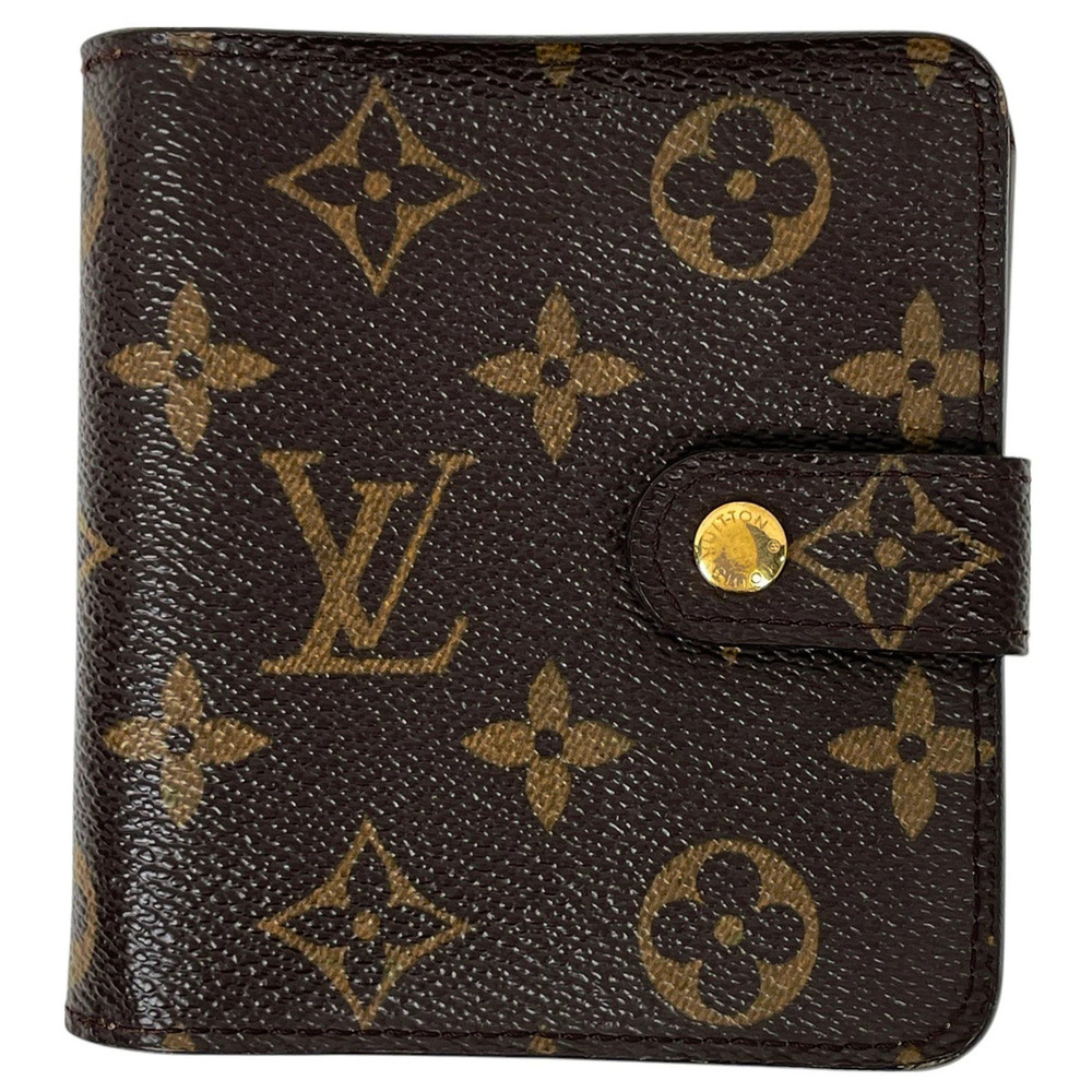 Louis Vuitton Compact Zip Wallet Bi fold Monogram Brown
